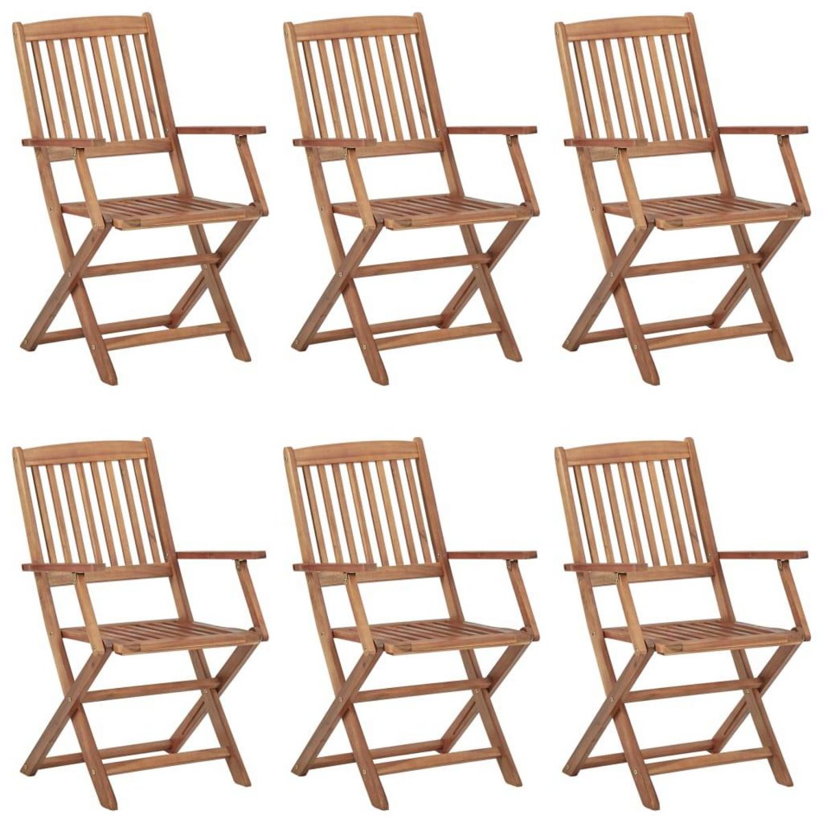 VIDAXL Chaises pliables de jardin lot de 6 avec coussins Bois d'acacia