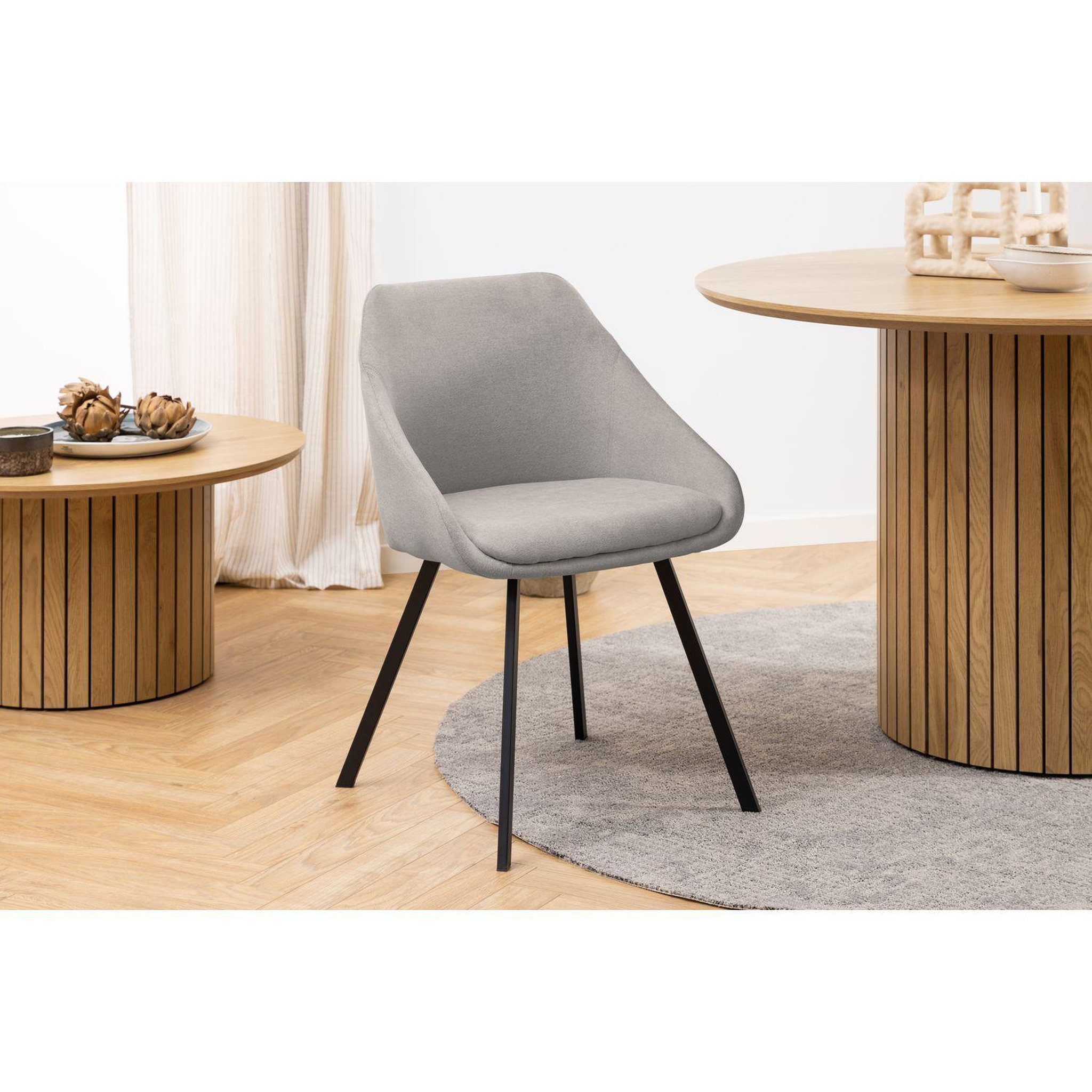 Voir la diapositive 2 : TOILINUX Lot de 2 fauteuils de table Maxine en tissu - Gris