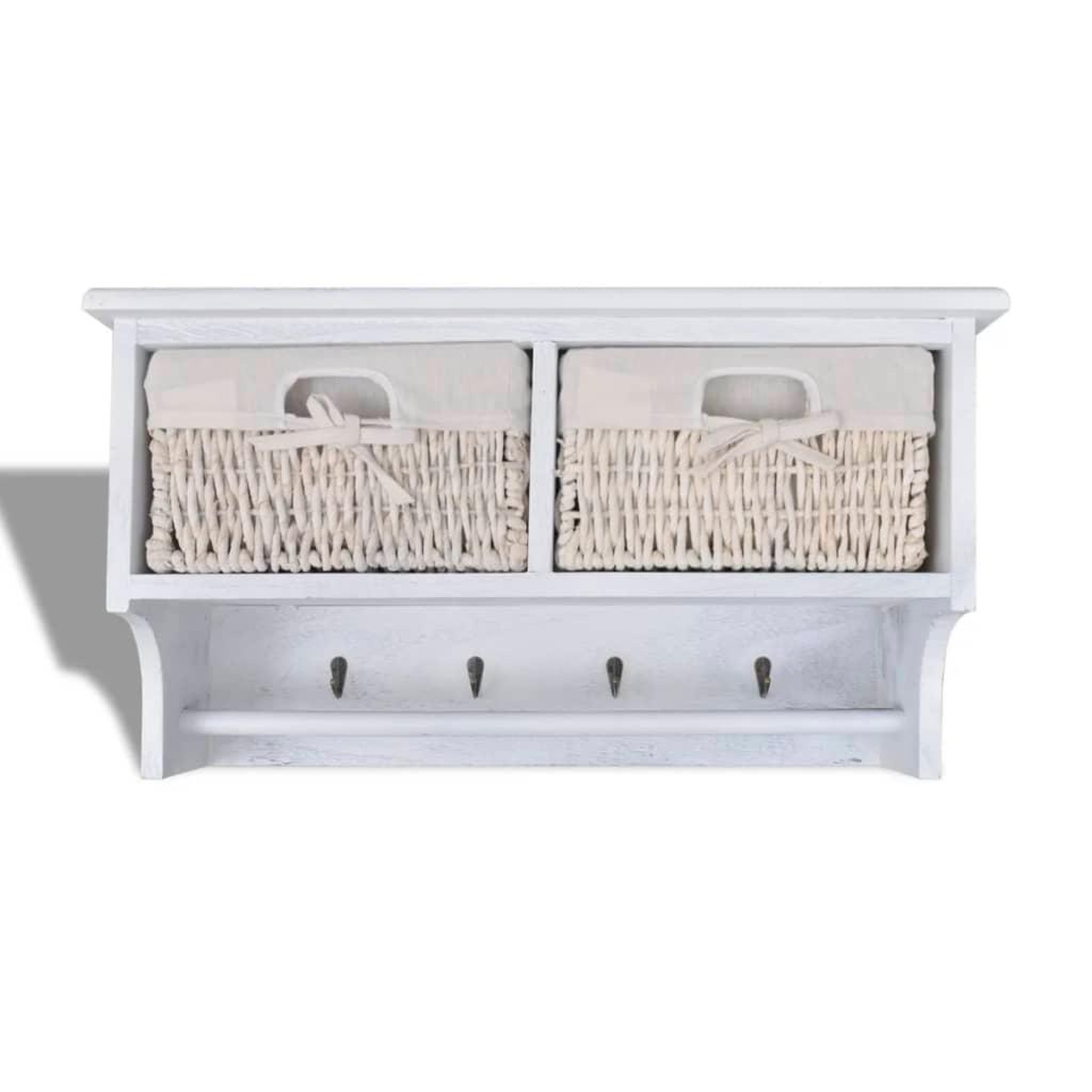 Voir la diapositive 5 : VIDAXL Porte-manteau Blanc 60x23,5x33 cm Bois de Paulownia