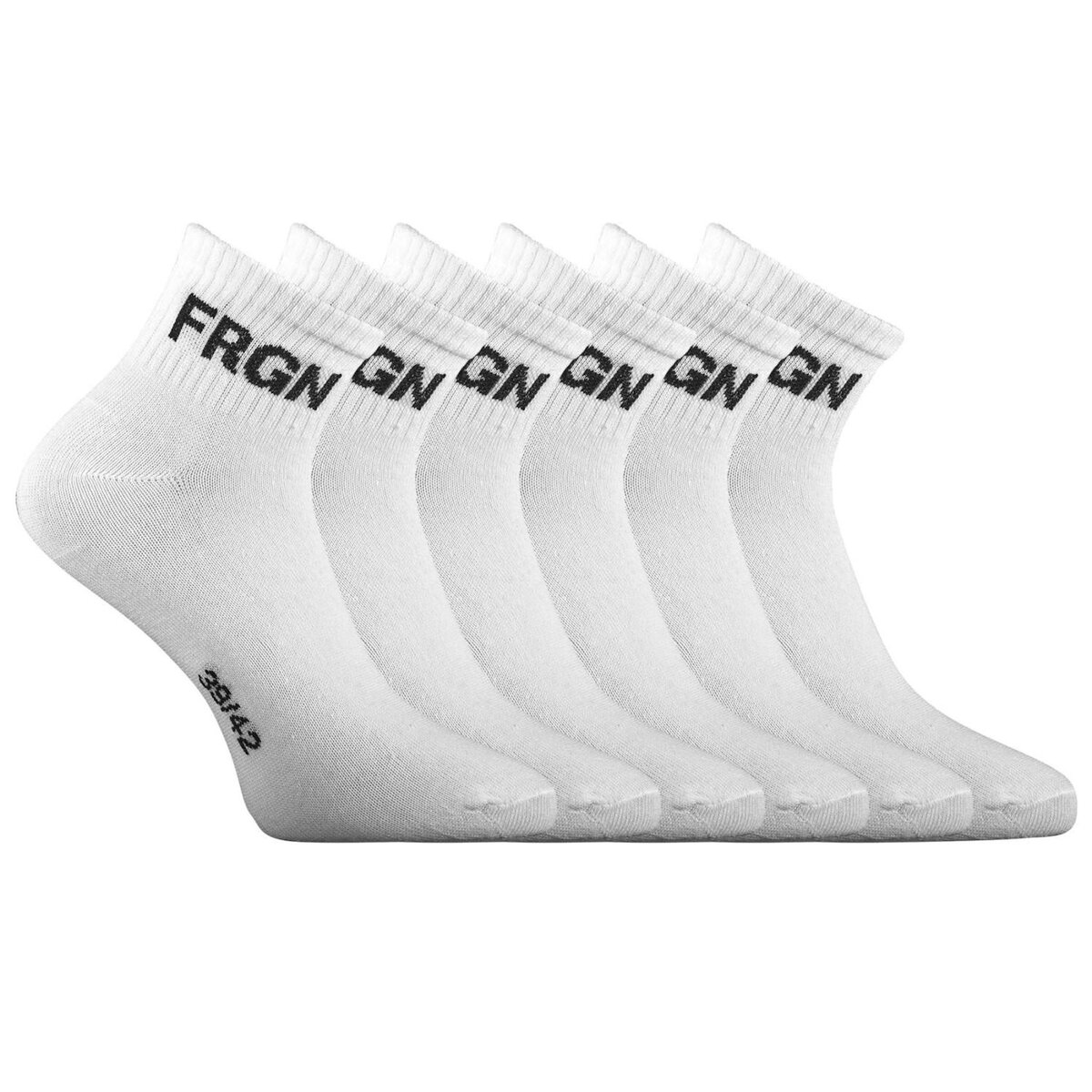 FREEGUN Lot de 6 paires de chaussettes quarter enfant modèle FRGN blanc