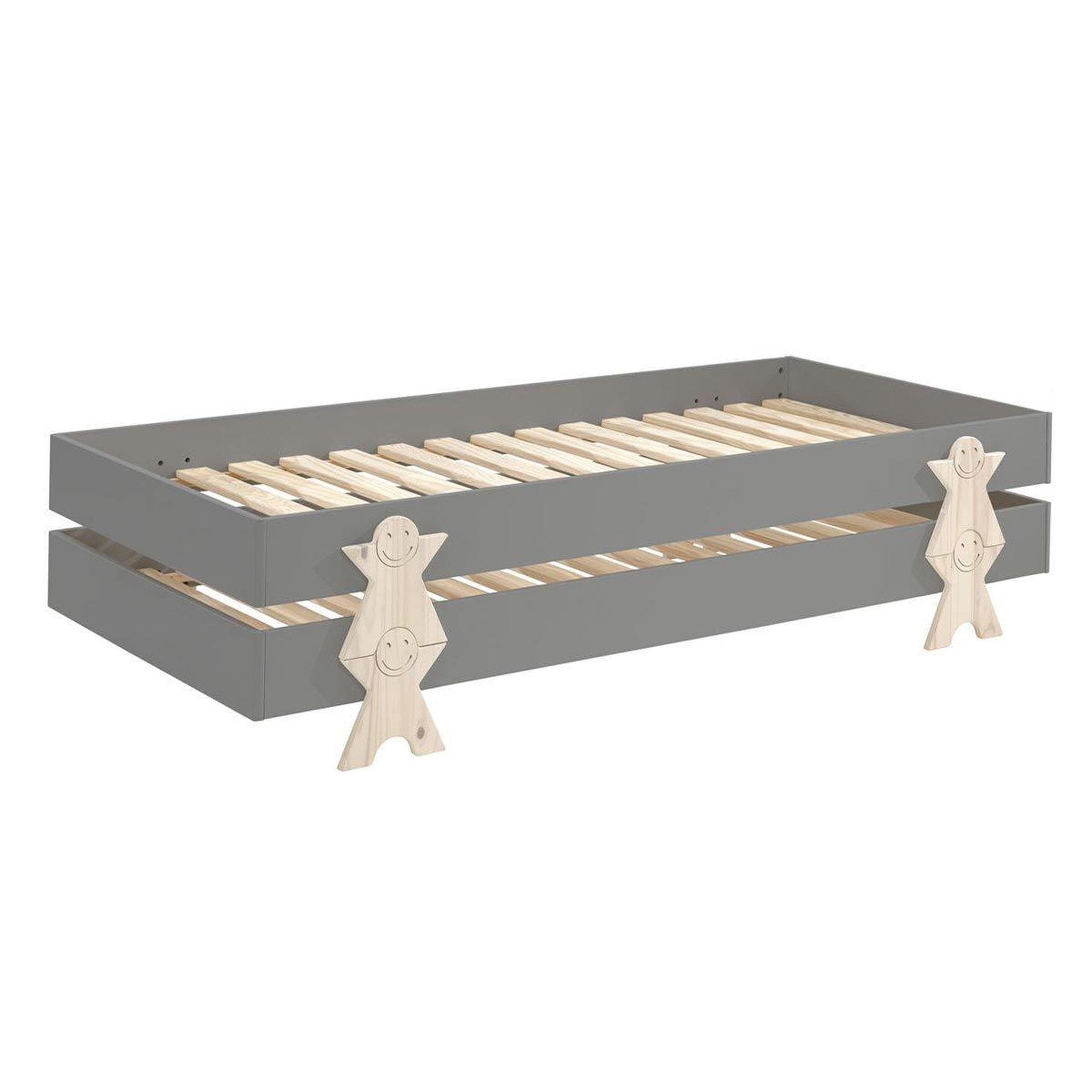 Voir la diapositive 2 : Paris Prix Lit enfant en bois  modulo smiley iii  90x200cm gris