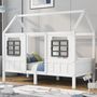 Voir la diapositive 4 : MERAX Lit cabane enfant 90x200cm pin coloris blanc