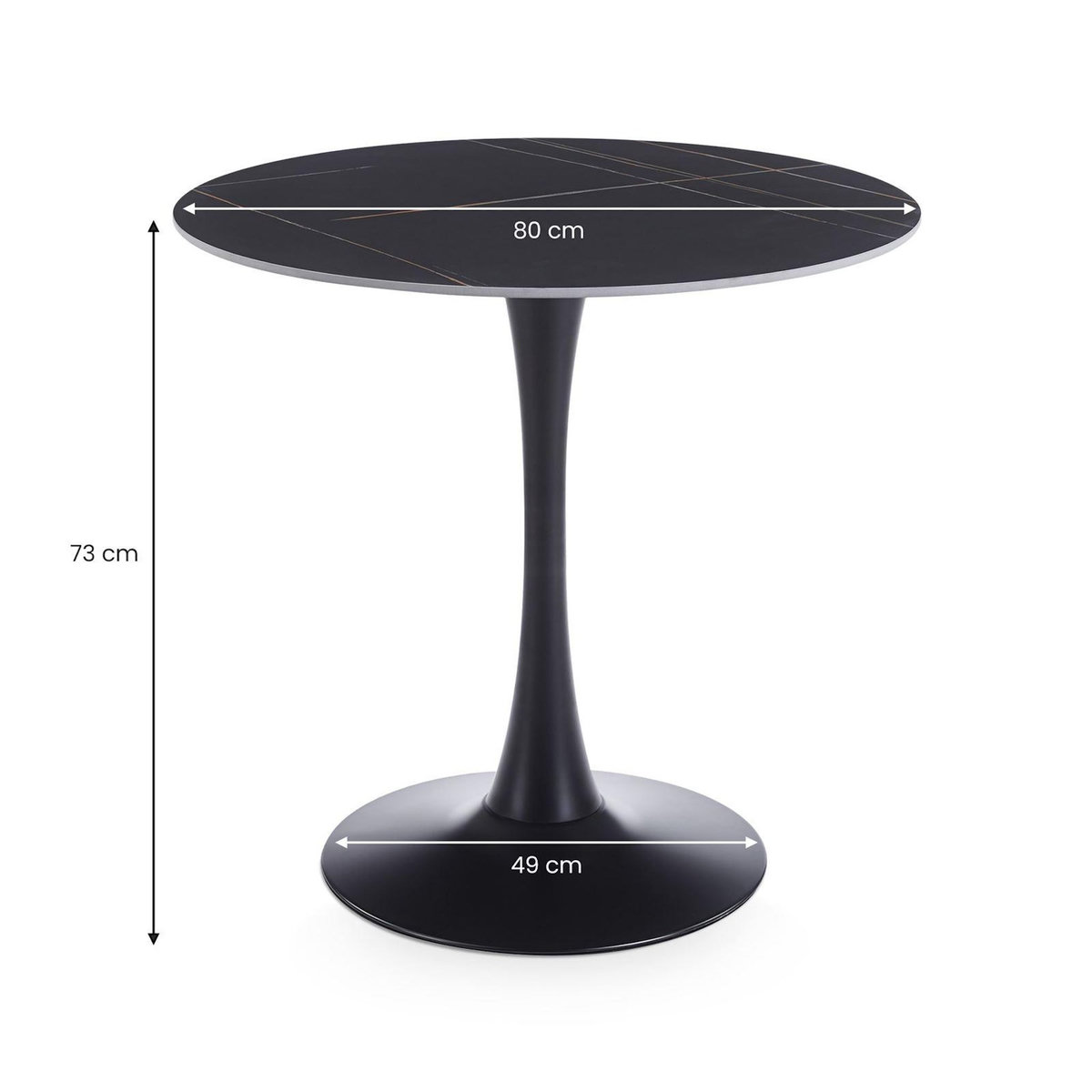 IDIMEX Table à manger ronde LOIRE Ø 80 cm en céramique