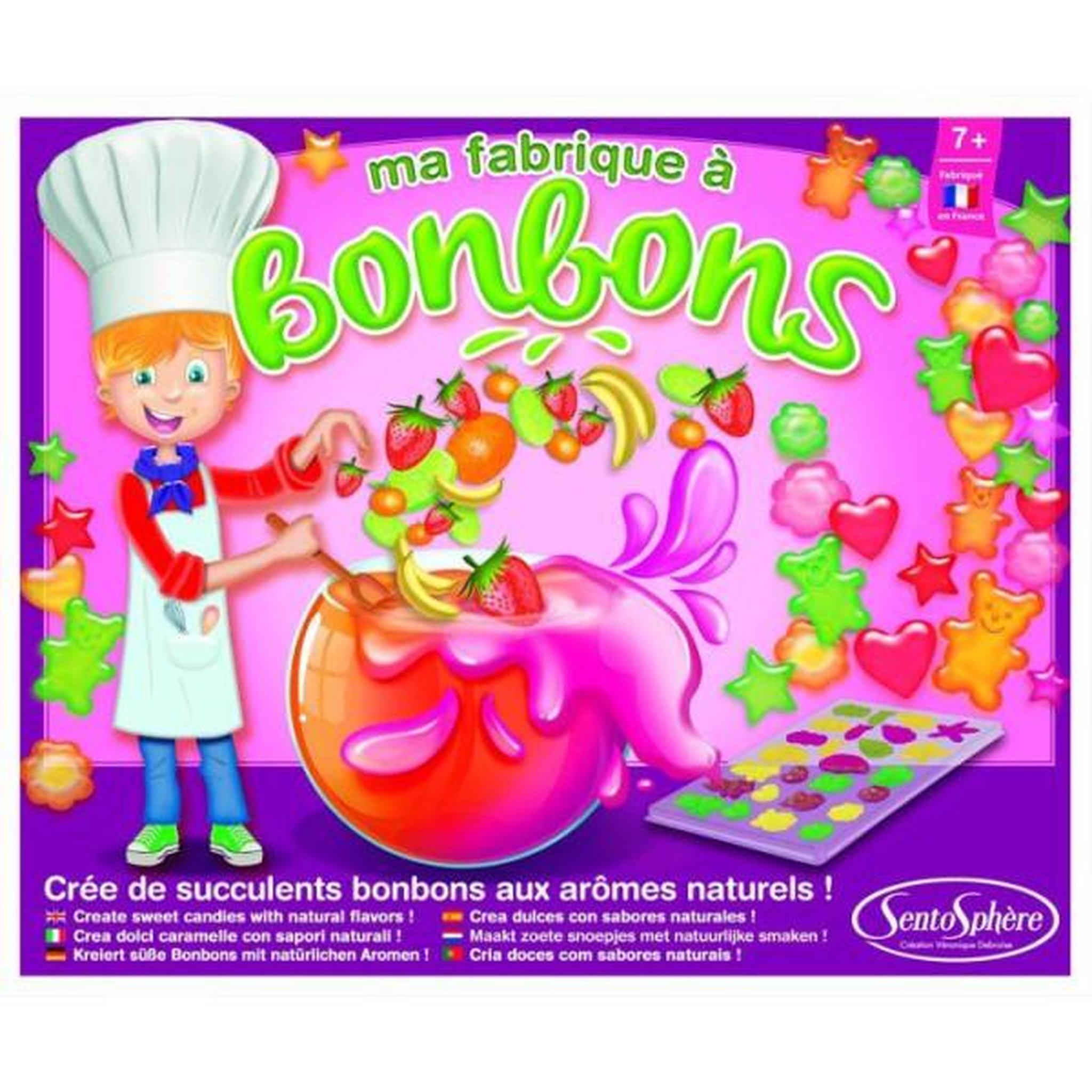 Voir la diapositive 2 : Sentosphere Ma fabrique a bonbons - SENTOSPHERE - Arômes naturels - Pour environ 500g de bonbons - Initiation a la cuisine - Des 7 ans
