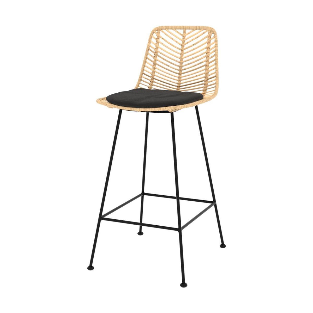 Rendez vous déco Lot de 2 chaises pour îlot central 66 cm en rotin naturel et noir-Tamara