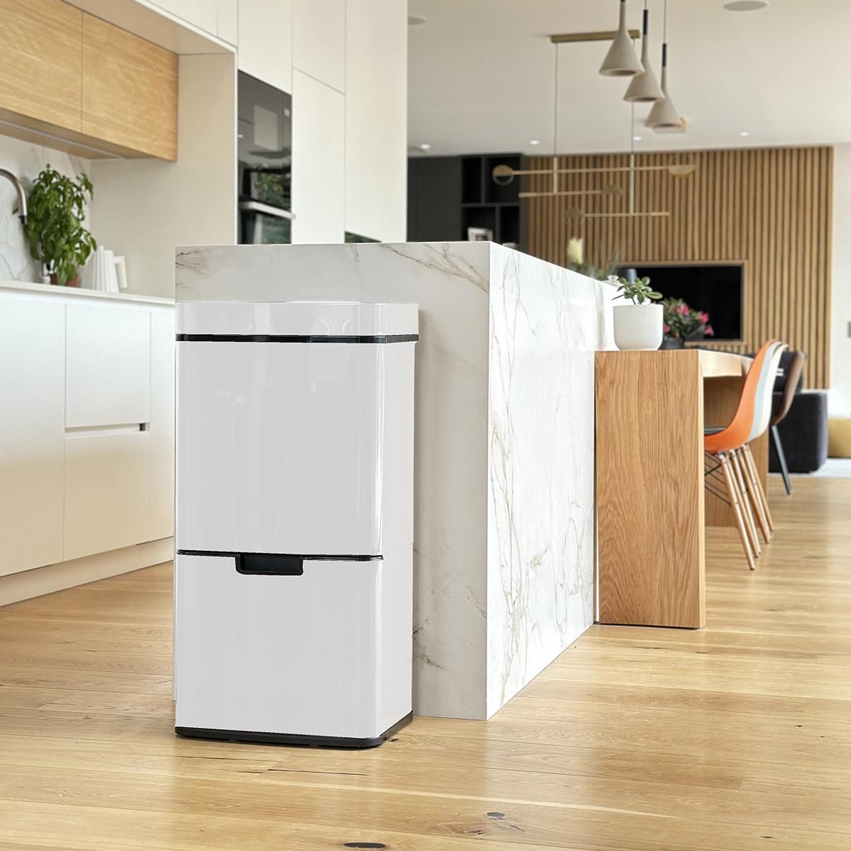 Kitchen move Poubelle automatique tri sélectif blanc 75l - bat-sd802 white