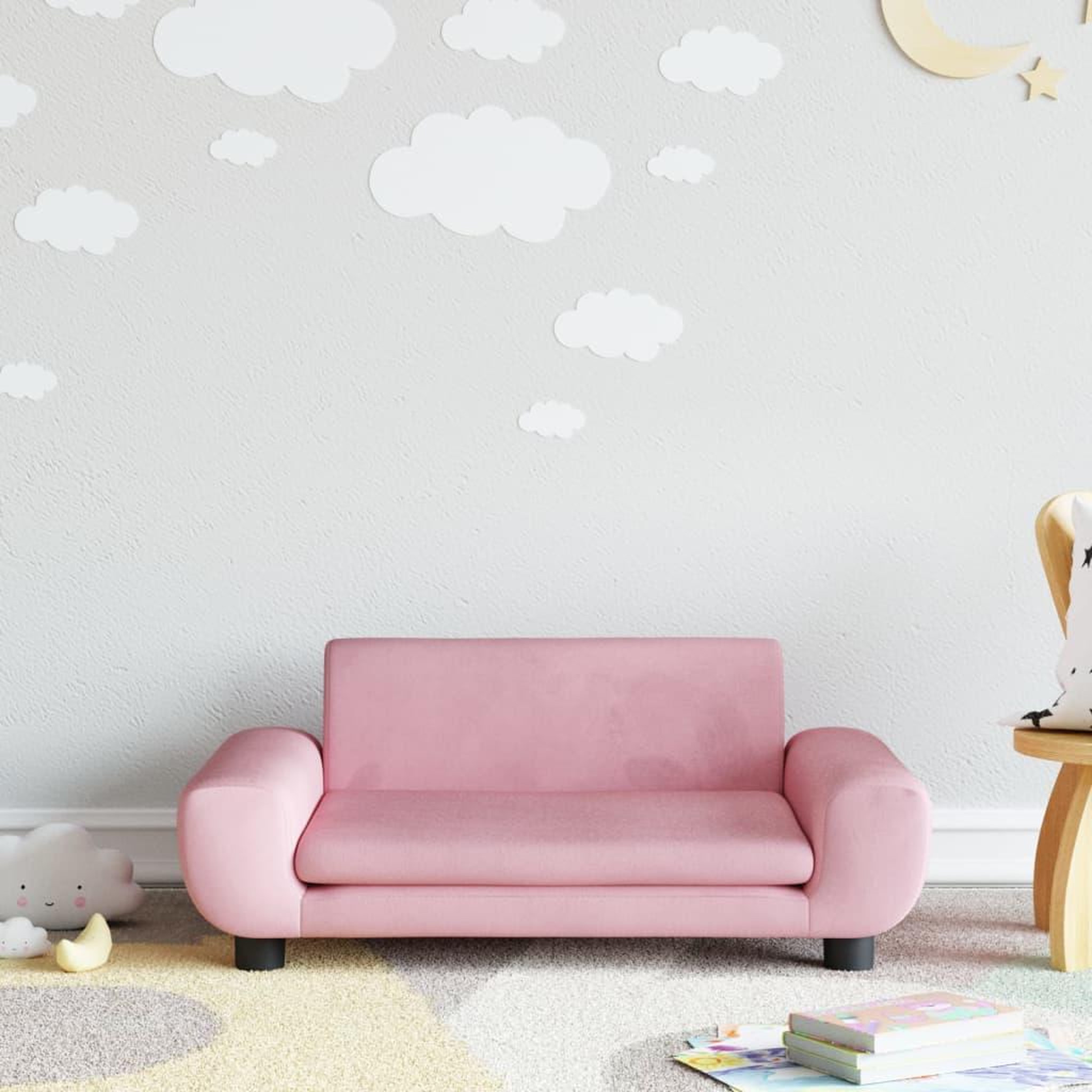 VIDAXL Canape pour enfants rose 70x45x33 cm velours