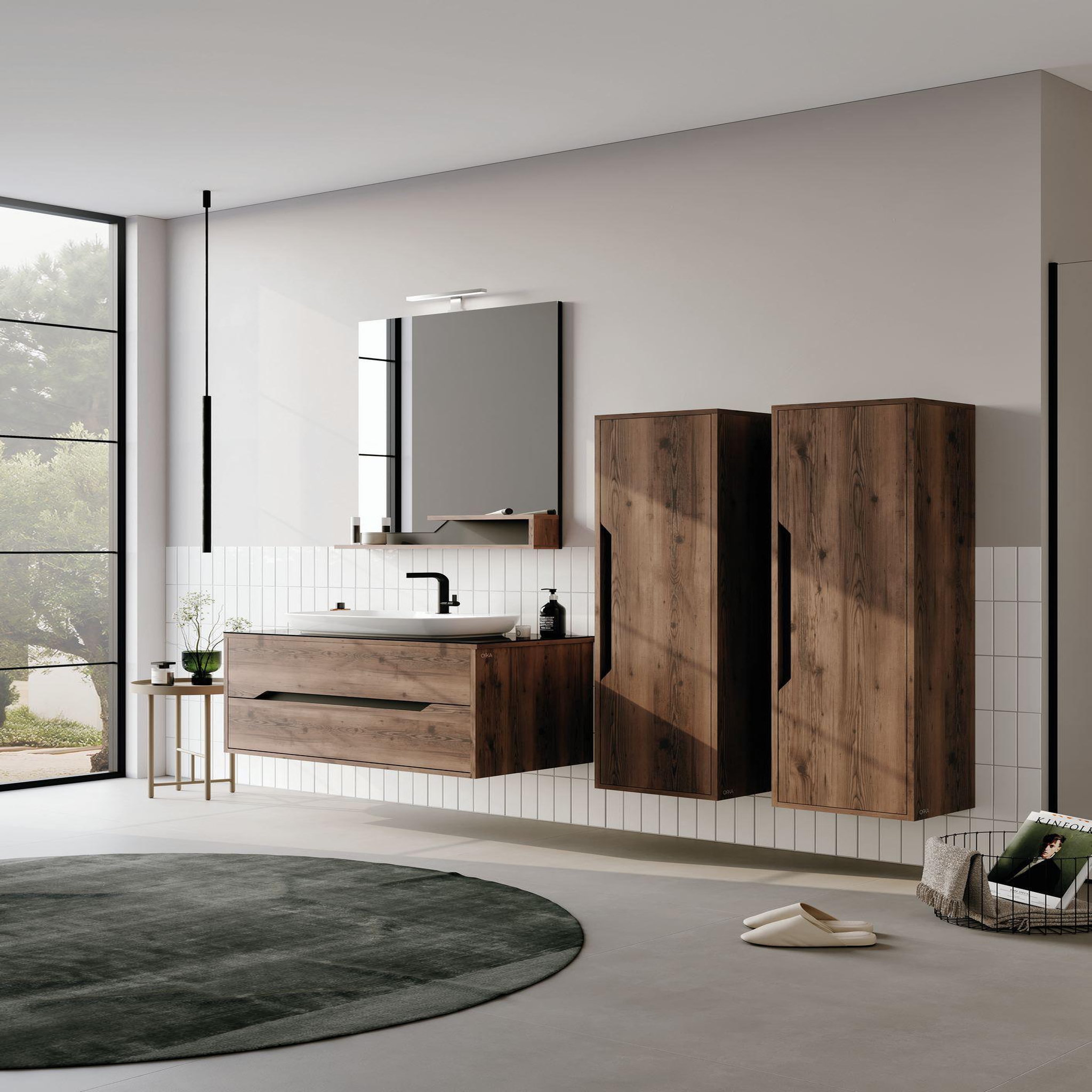 Voir la diapositive 4 : Habitat et Jardin Miroir Décoratif en Bois  Galia 80  - 60 x 14 x 100 cm - Dark Walnut