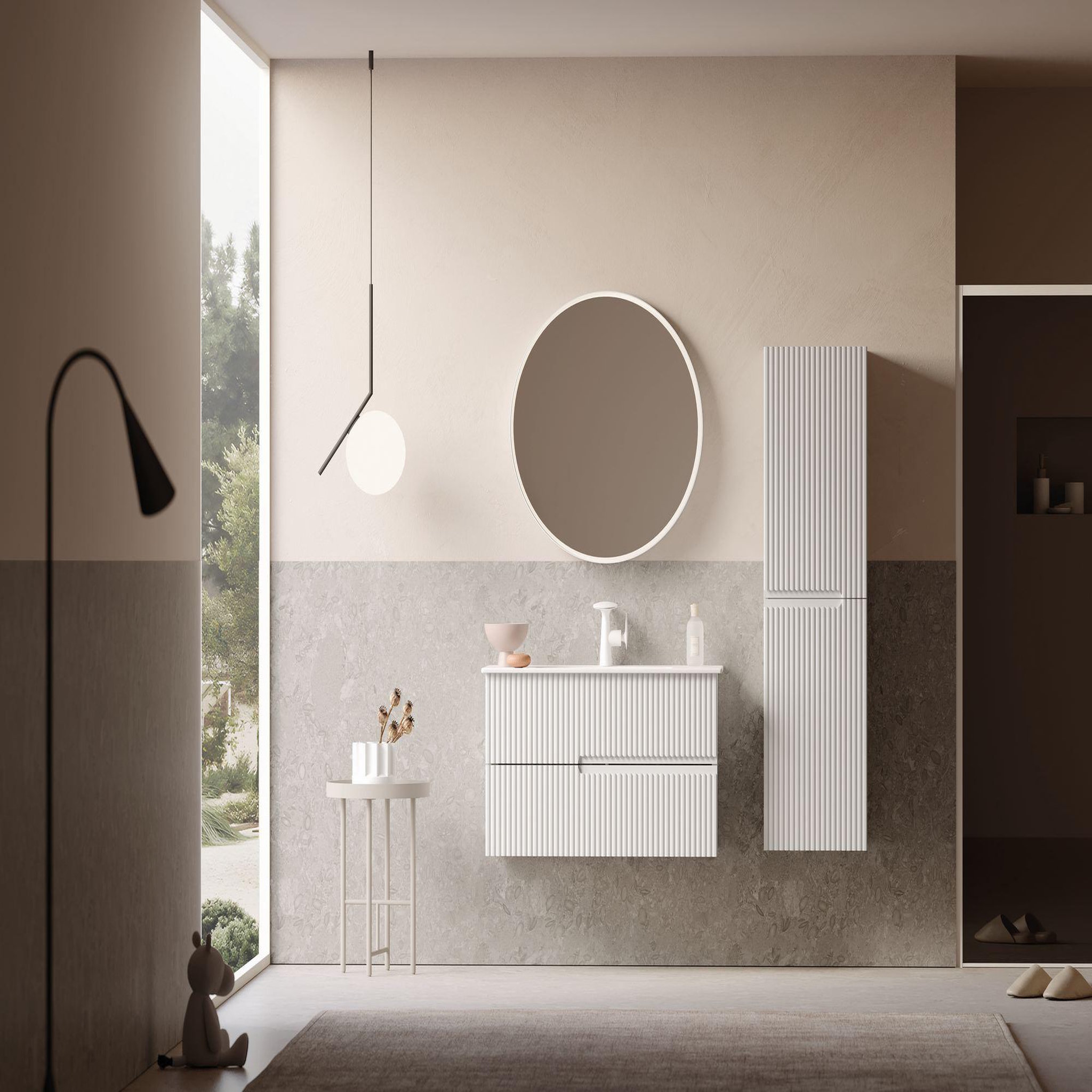 Voir la diapositive 3 : Habitat et Jardin Miroir Décoratif en Bois  Moonlight 90 v2  - 90 x 7 x 90 cm - Matte White