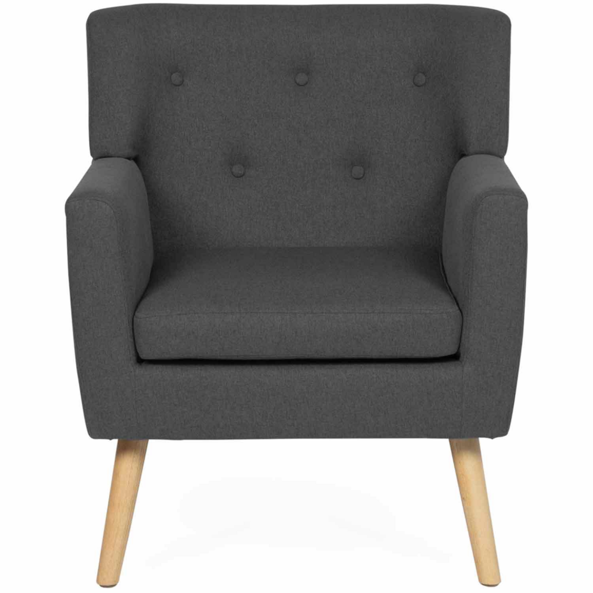 ID MARKET Fauteuil scandinave LIV en tissu gris anthracite