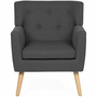 Voir la diapositive 3 : ID MARKET Fauteuil scandinave LIV en tissu gris anthracite