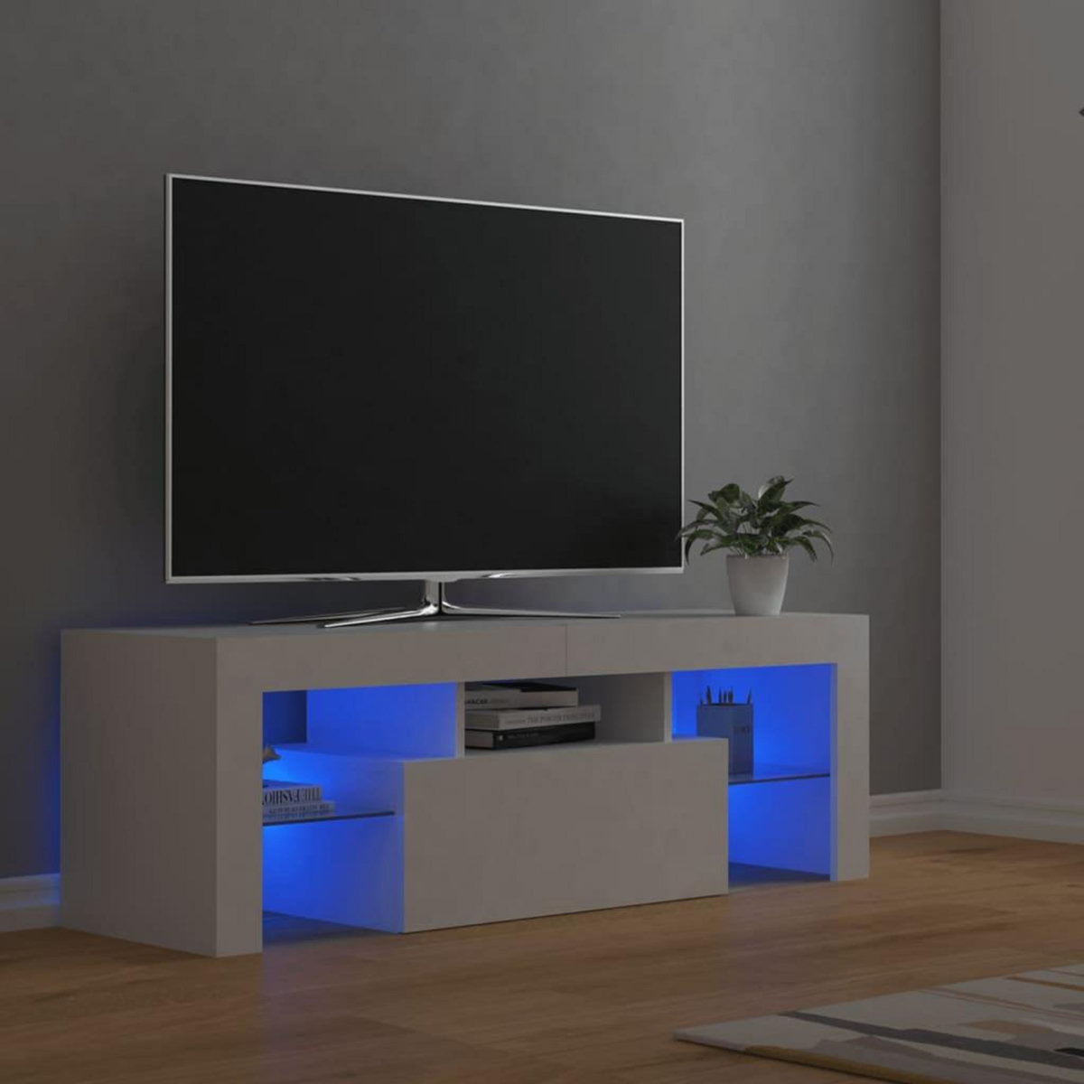 VIDAXL Meuble TV avec lumieres LED Blanc 120x35x40 cm