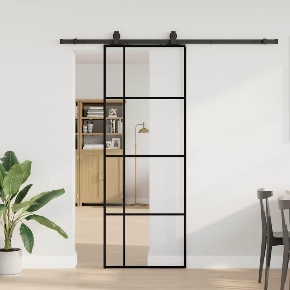 VIDAXL Porte coulissante kit de quincaillerie noir 76x205 cm verre ESG