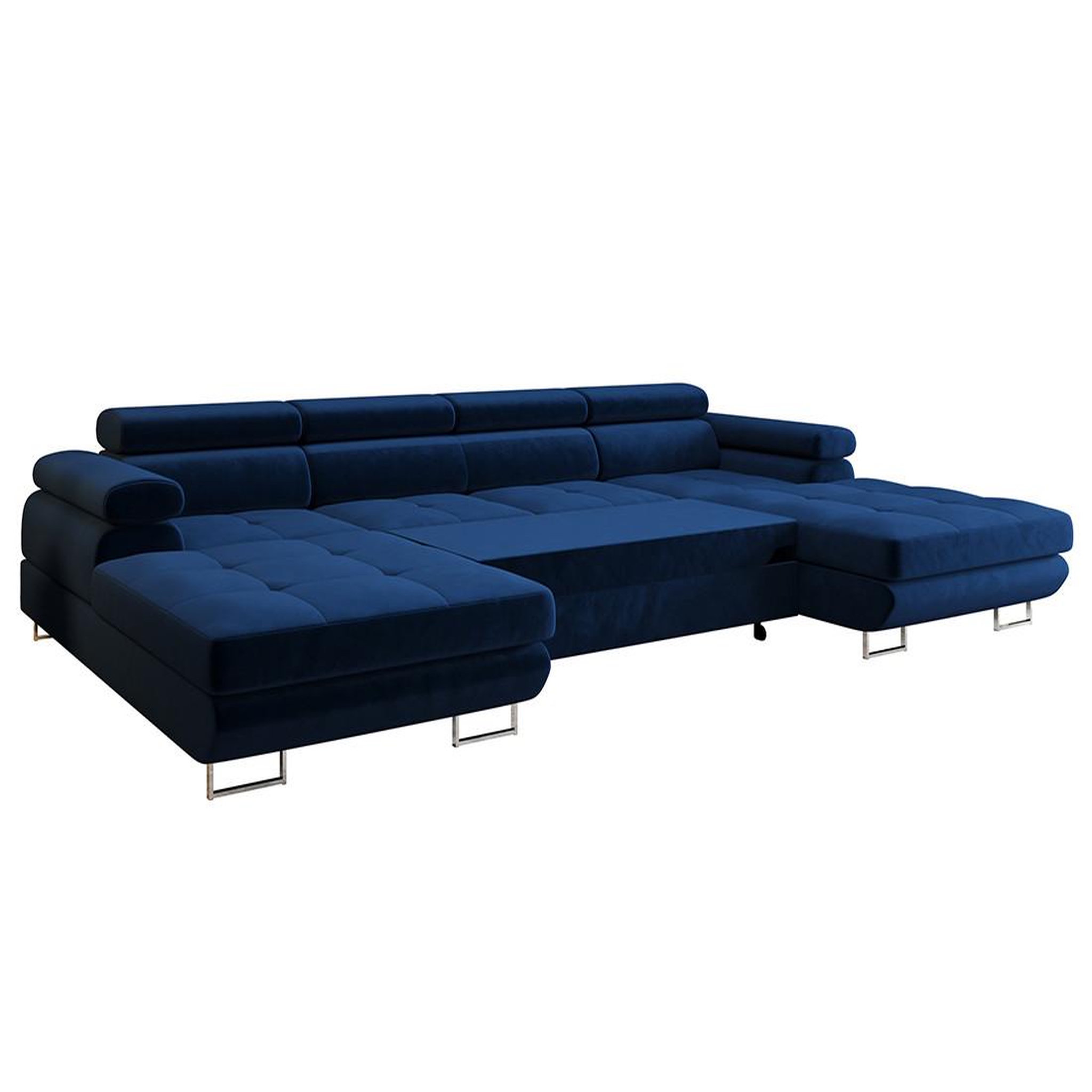 Voir la diapositive 6 : BEST MOBILIER Ayden - canapé panoramique en u 7 places convertible avec coffre et têtières réglables en tissu