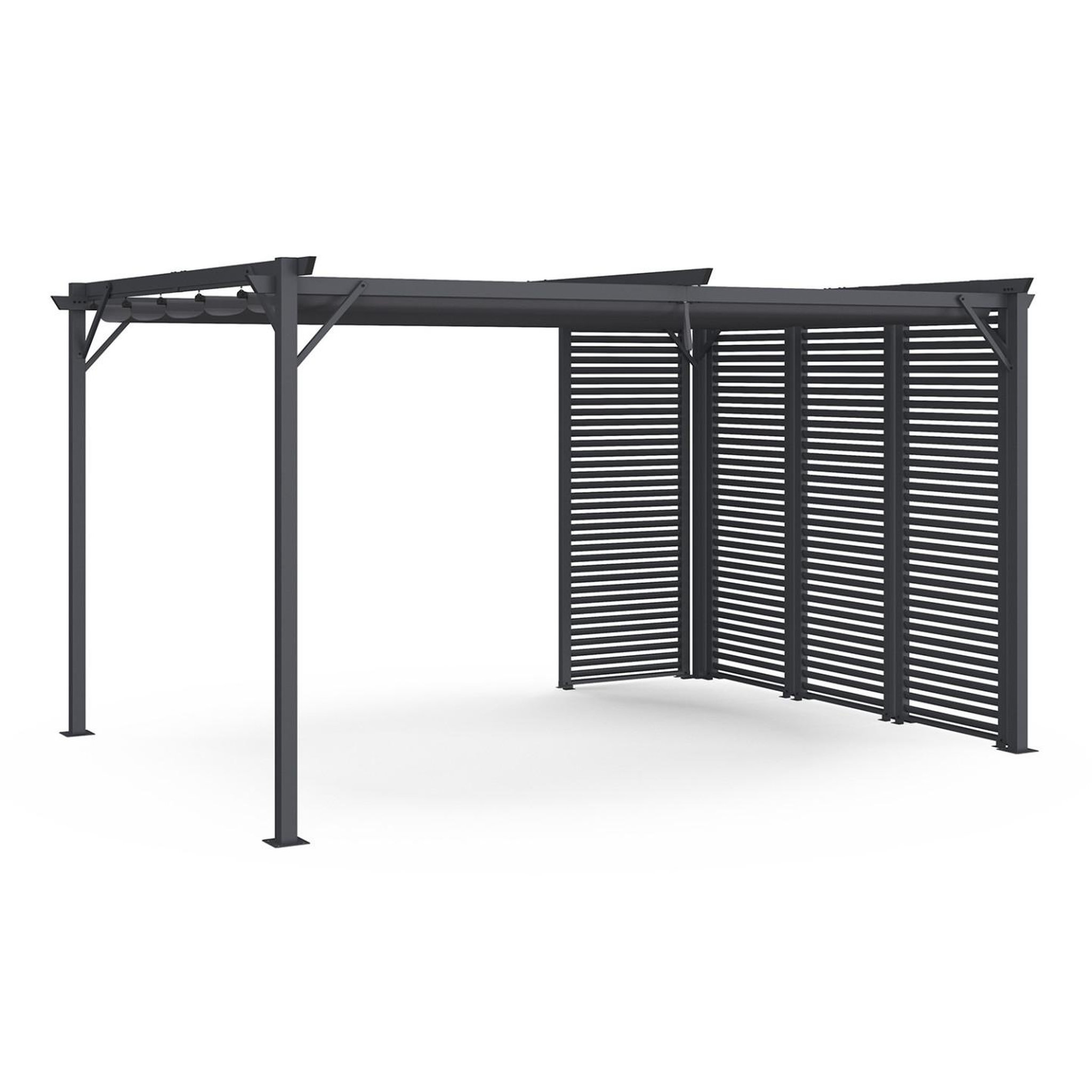 Voir la diapositive 4 : ID MARKET Pergola édition collector persienne toit rétractable 3x4m 4 pans modulables gris anthracite