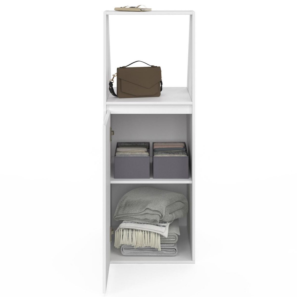 ID MARKET Armoire sous pente 1 porte et 1 niche TOMI 40 x 50 x 70/110 cm blanc