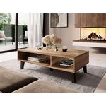 BEST MOBILIER Lord - table basse - effet bois et noir - 110 cm - style industriel. Coloris disponibles : Marron