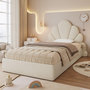 Voir la diapositive 5 : MERAX Lit simple enfant rembourré 90x200cm velours coloris beige