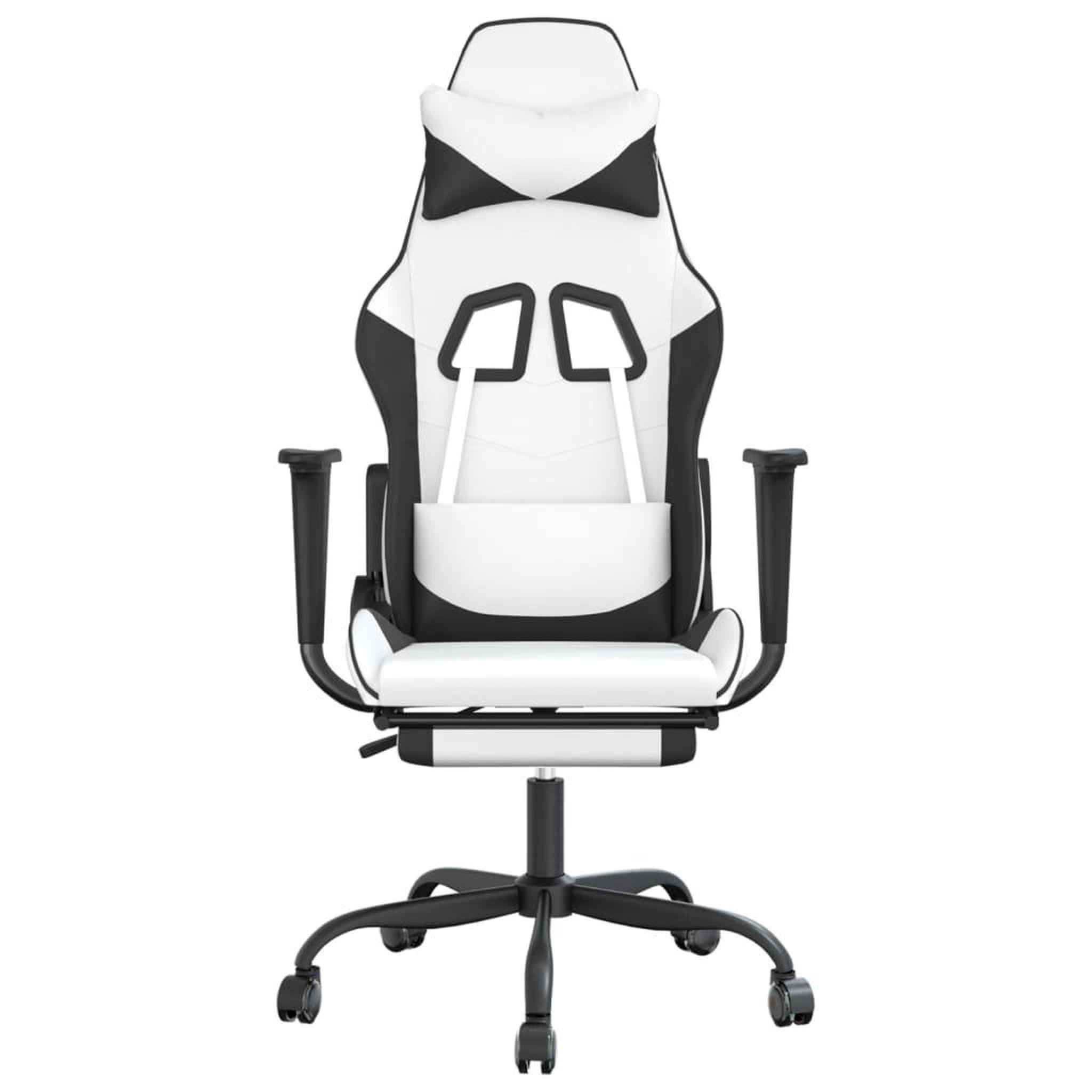 Voir la diapositive 3 : VIDAXL Chaise de jeu avec repose-pied Blanc et noir Similicuir