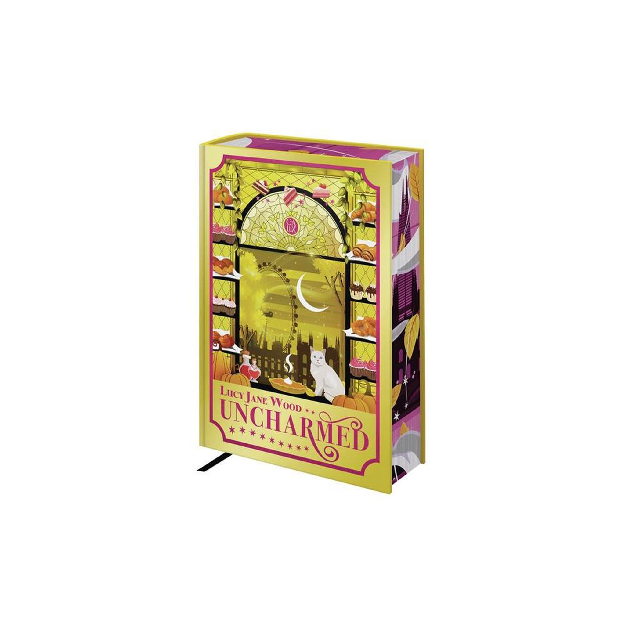 Roman fantasy en couverture rigide uncharmed de lucy jane wood, 512 pages, texte en anglais, édition reliée, dimensions 15,10 x 22,60 x 3,80 cm