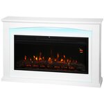 HOMCOM Cheminée électrique design LED multicolore grande taille 121 x 25 x 77 cm 2000W télécommande blanc