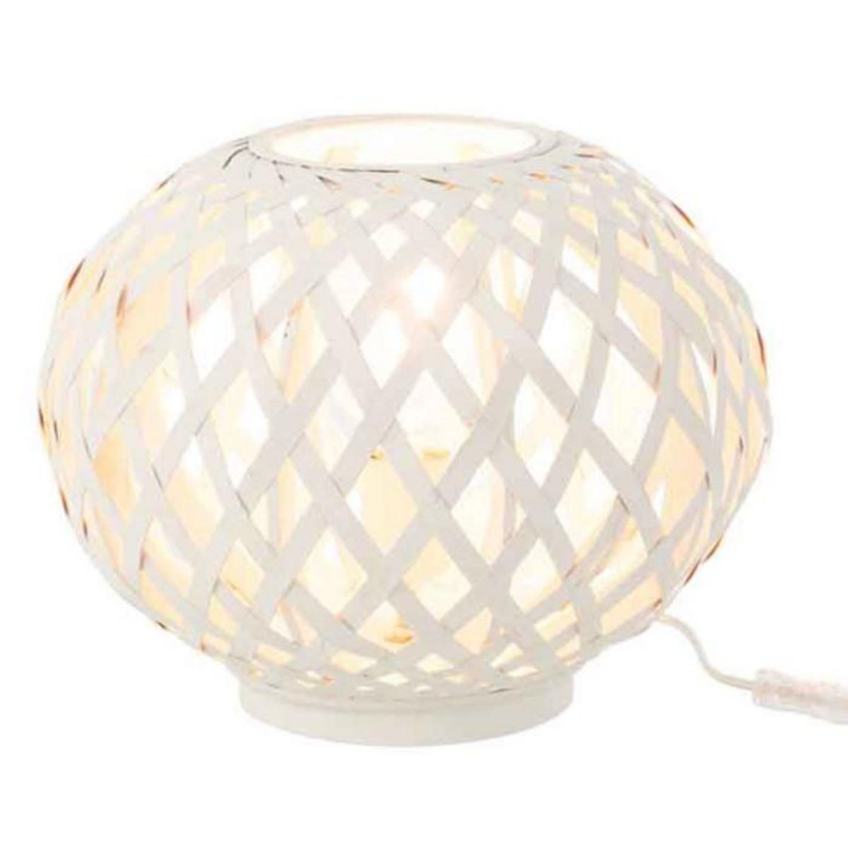 Paris Prix Lampe à Poser en Bambou  Inaya  32cm Blanc
