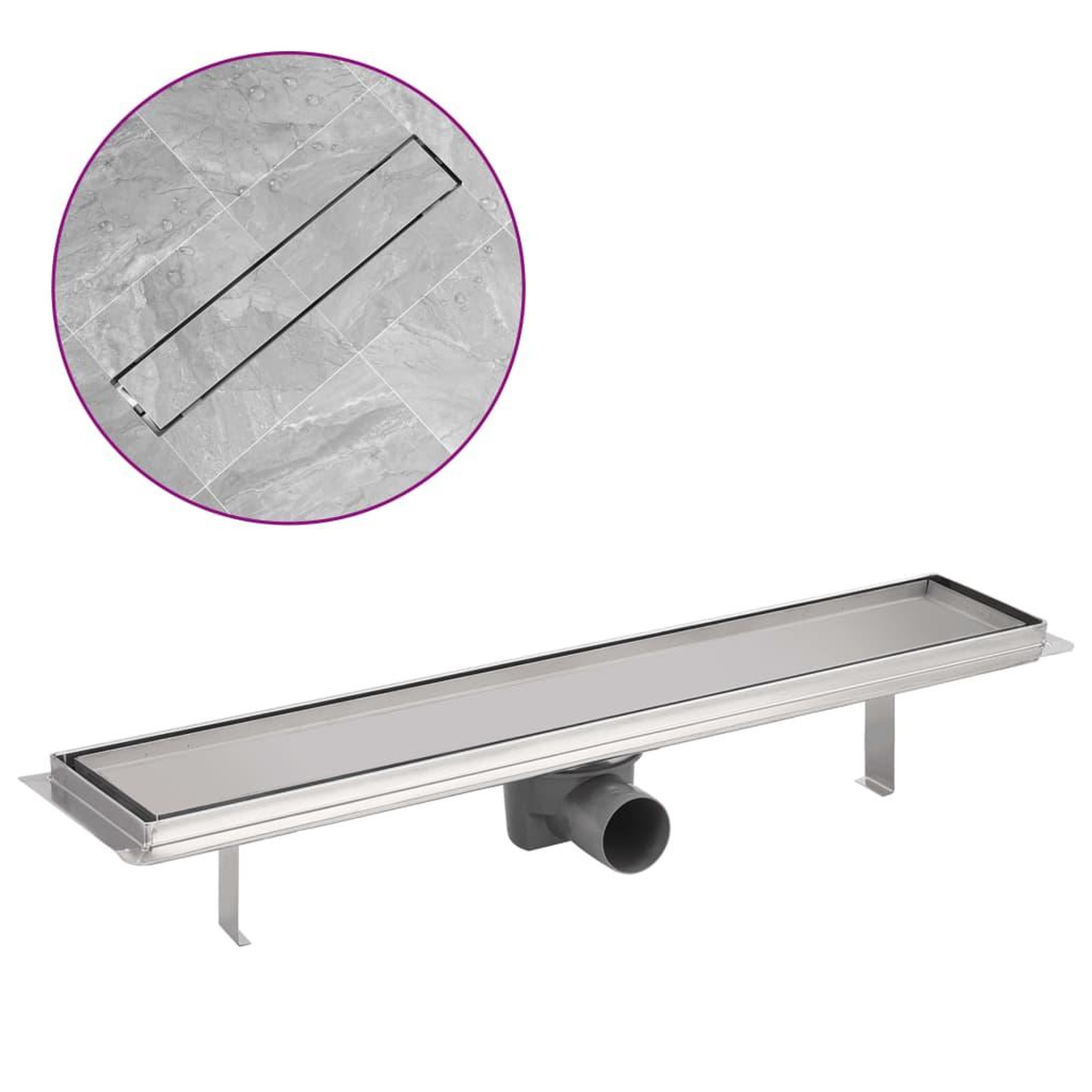 Voir la diapositive 2 : VIDAXL Drain de douche lineaire 630 x 140 mm Acier inoxydable
