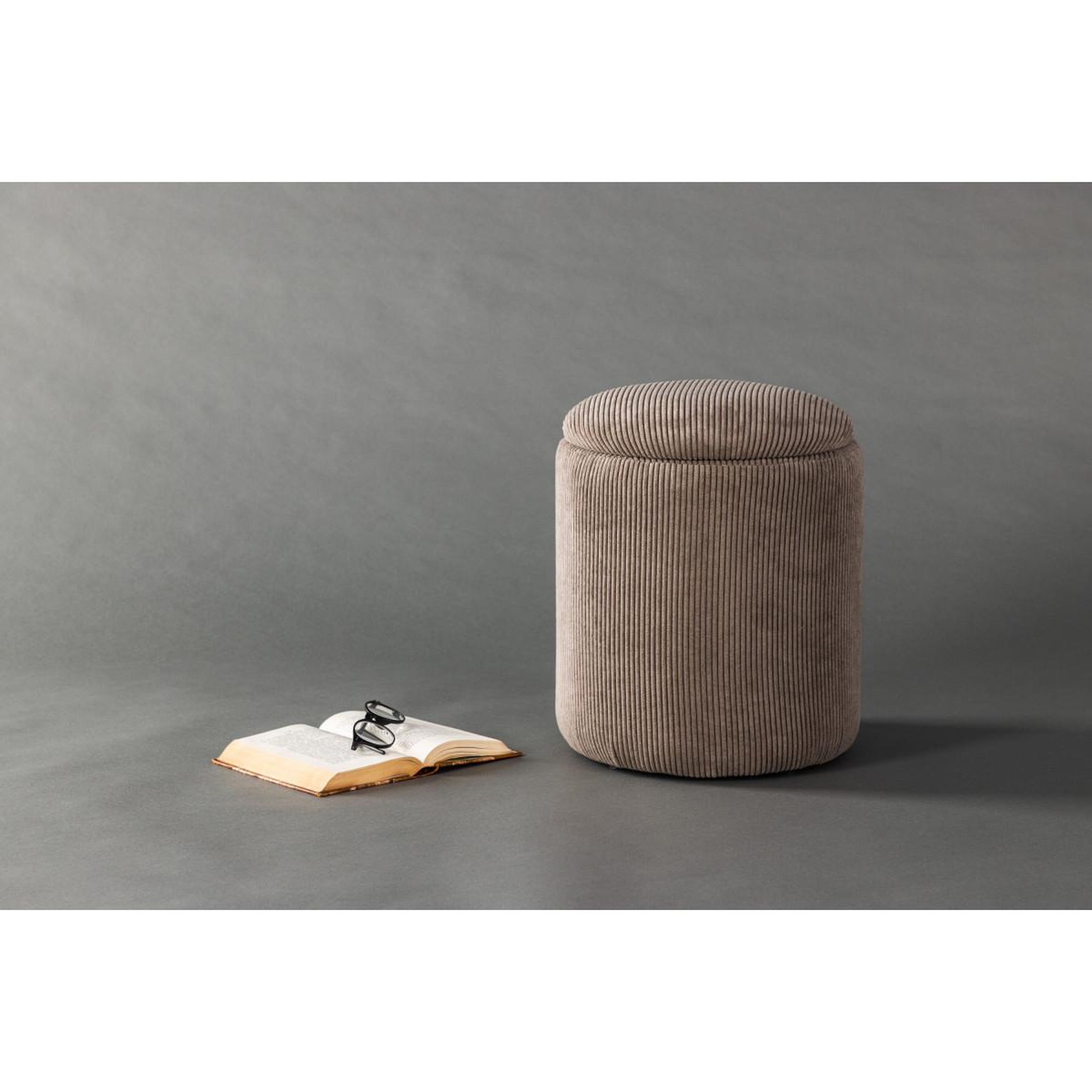 Voir la diapositive 5 : Paris Prix Pouf Coffre en Velours Côtelé  Limpen  40cm Marron