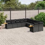VIDAXL Salon de jardin 10 pcs avec coussins noir resine tressee