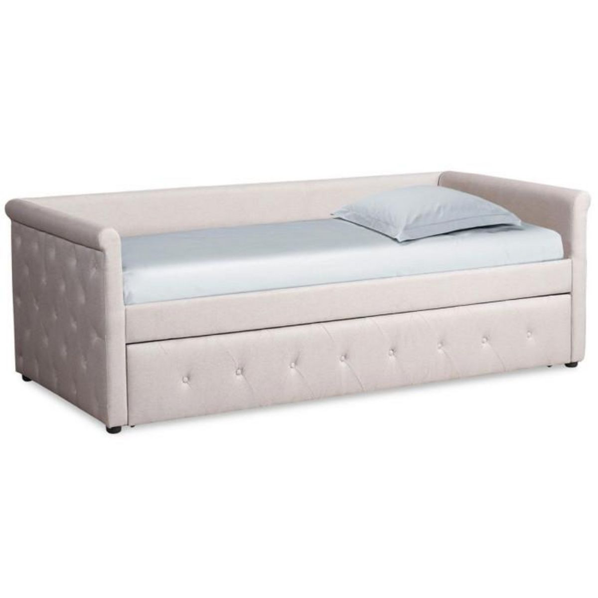 Paris Prix Lit Gigogne Capitonné  Antille  90x190cm Beige