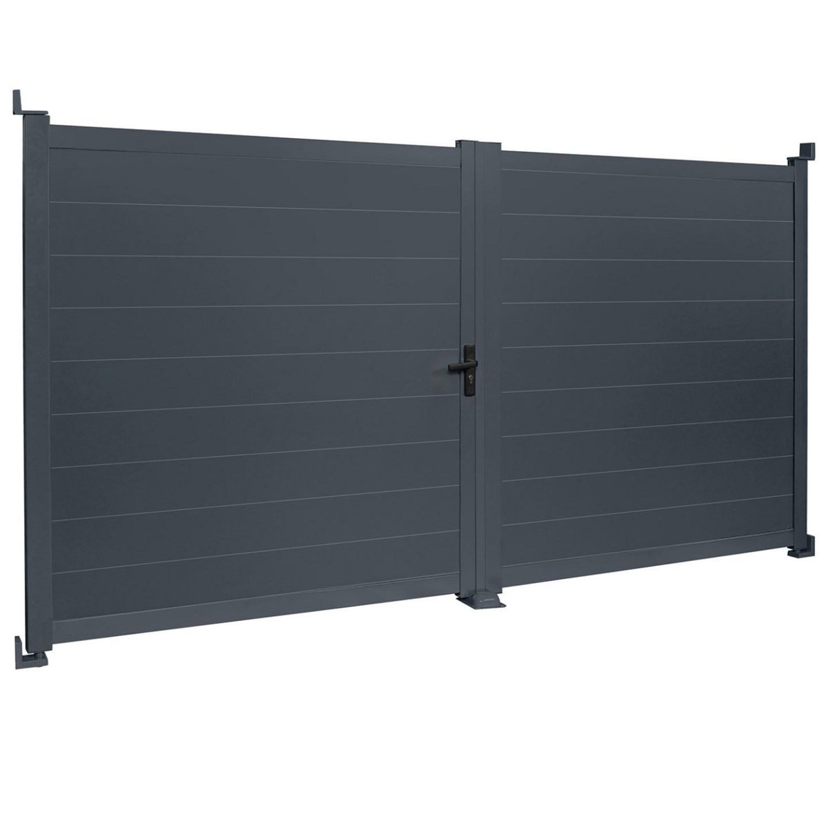 ID MARKET Portail battant 302x160 cm en aluminium gris anthracite
