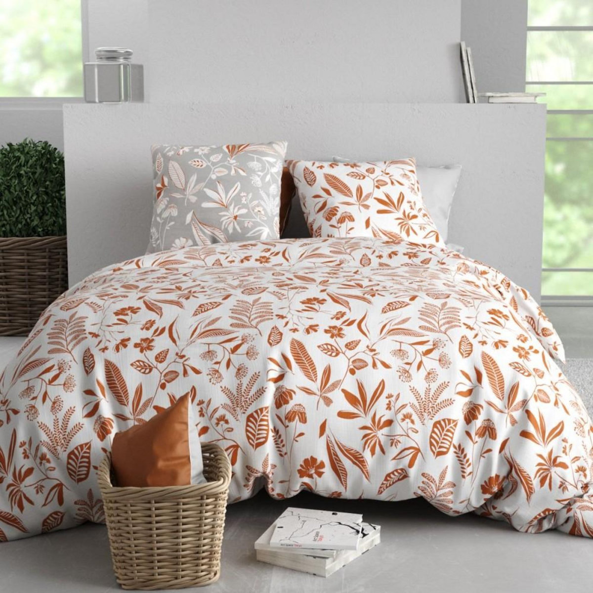 ATELIER DU COTON Housse de couette 260x240 KAYLIE + 2 taies coton 57 fils