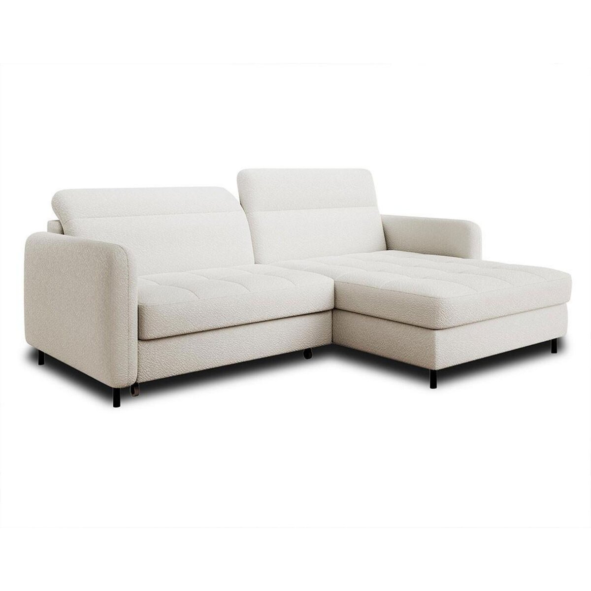 BEST MOBILIER Sagada - canapé d'angle droit 4 places - convertible avec coffre et têtières - en tissu bouclette