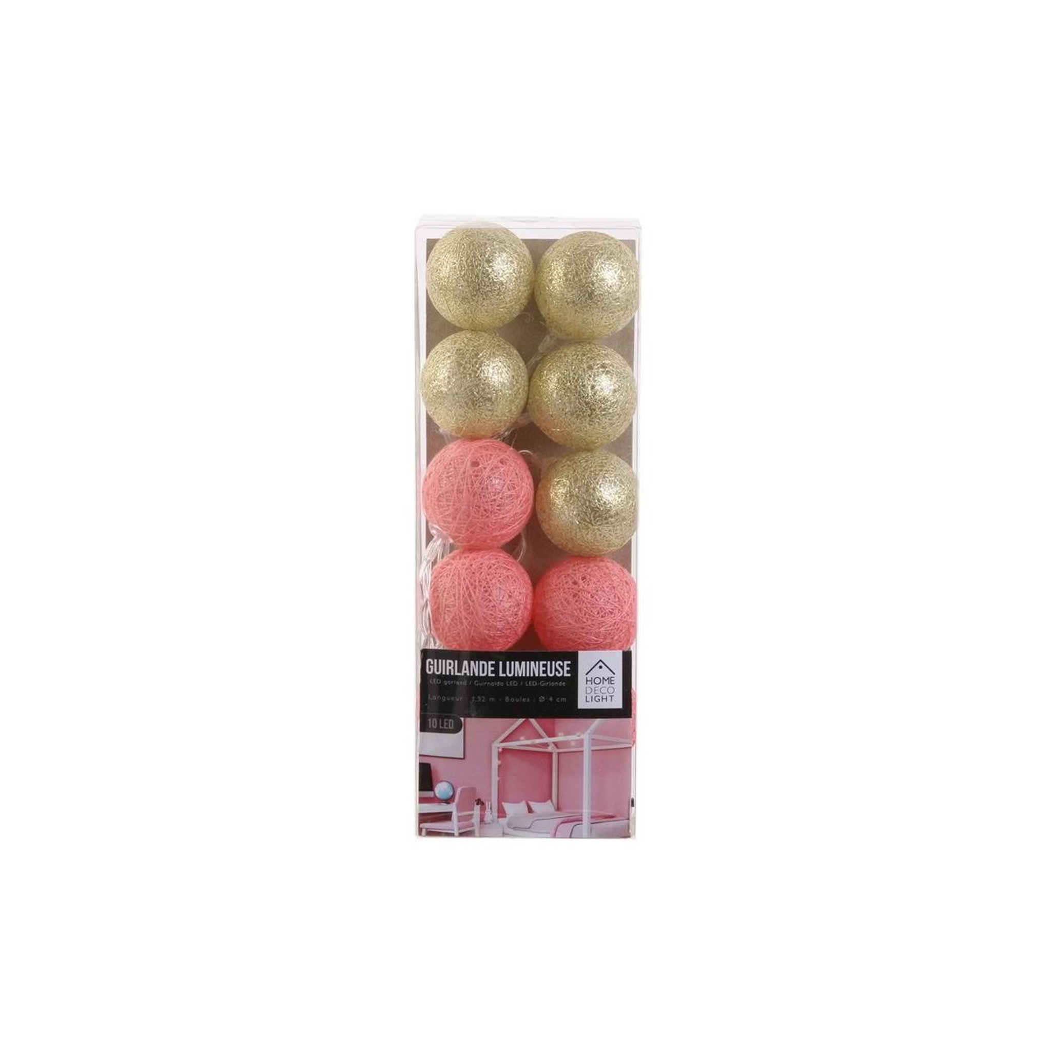 Voir la diapositive 3 : The Home Deco Factory Guirlande lumineuse à led  10 boules  192cm rose