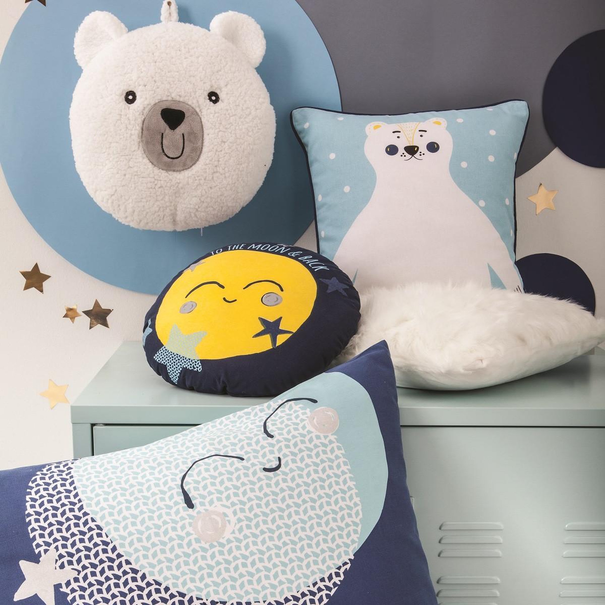 Voir la diapositive 3 : FUTURE HOME Coussin enfant imprimé en coton 40x40cm ours