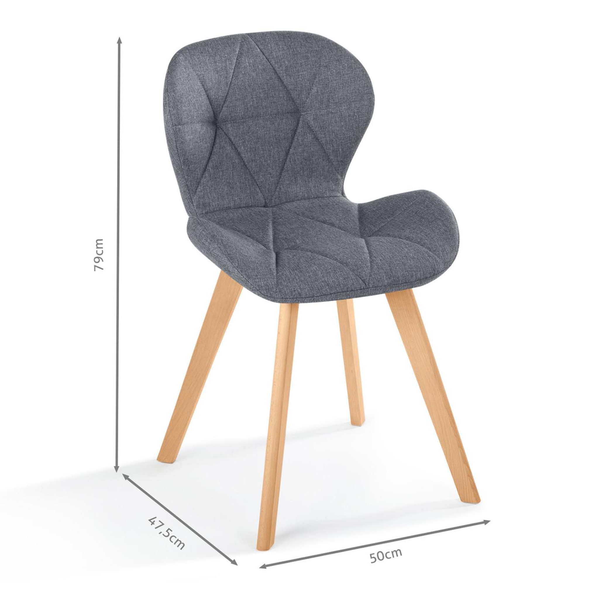 Voir la diapositive 6 : ID MARKET Lot de 4 chaises robine en tissu gris foncé pour salle à manger