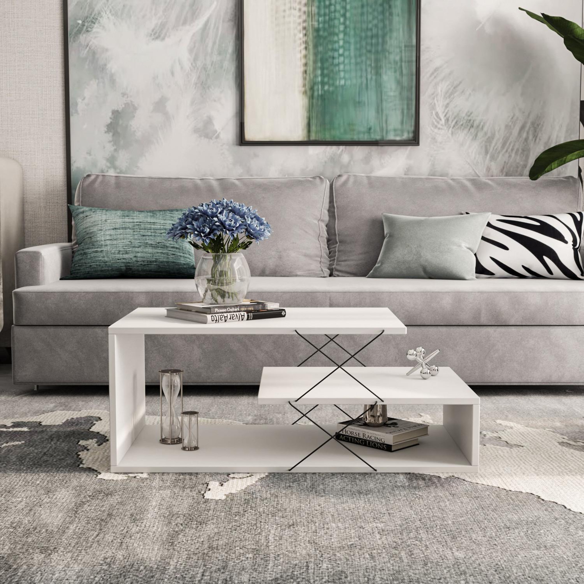 Voir la diapositive 2 : Habitat et Jardin Table basse en bois  cayenne  - 100 x 50 x 40 cm - blanc