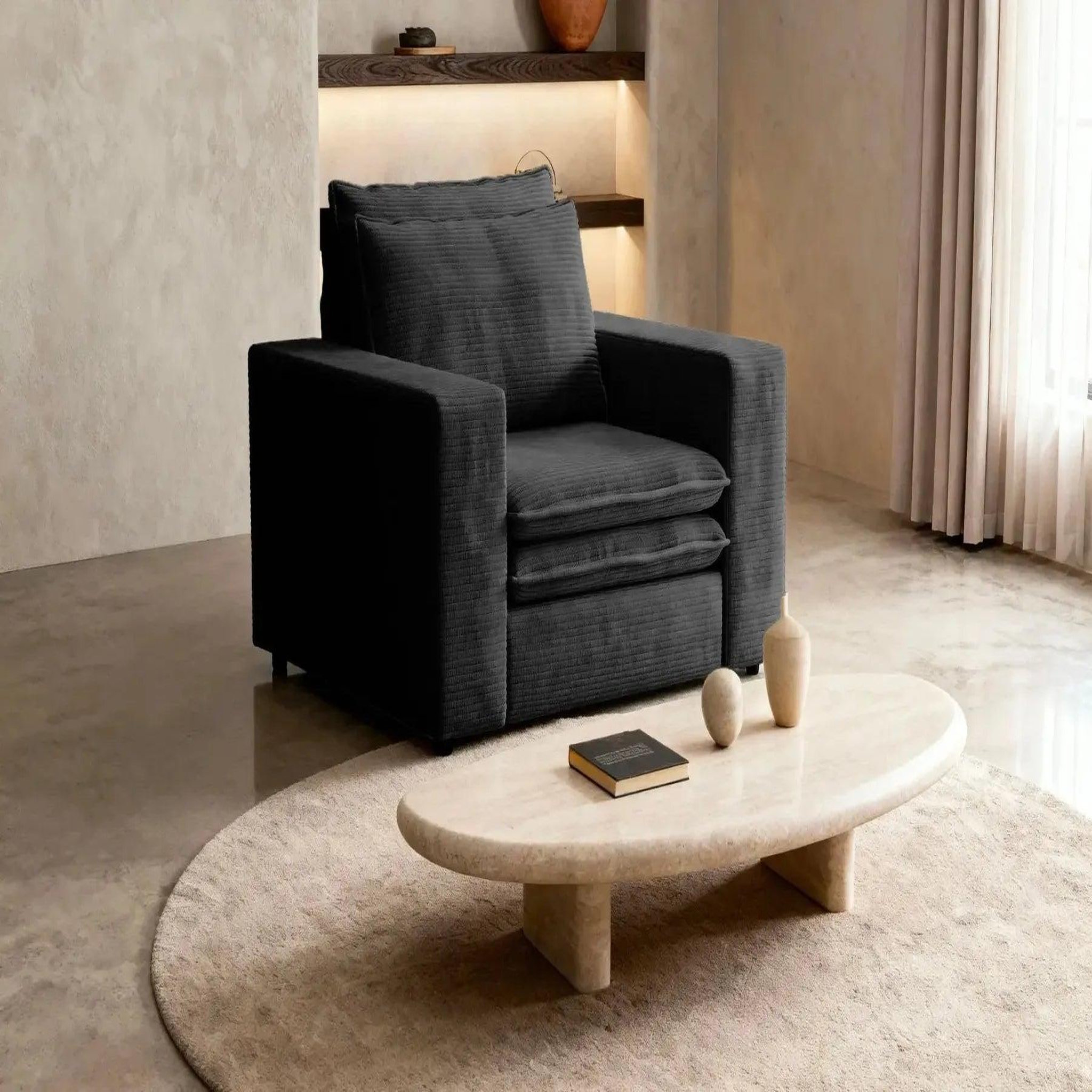 Voir la diapositive 2 : CASANOVA PARIS Oscar - fauteuil en velours côtelé