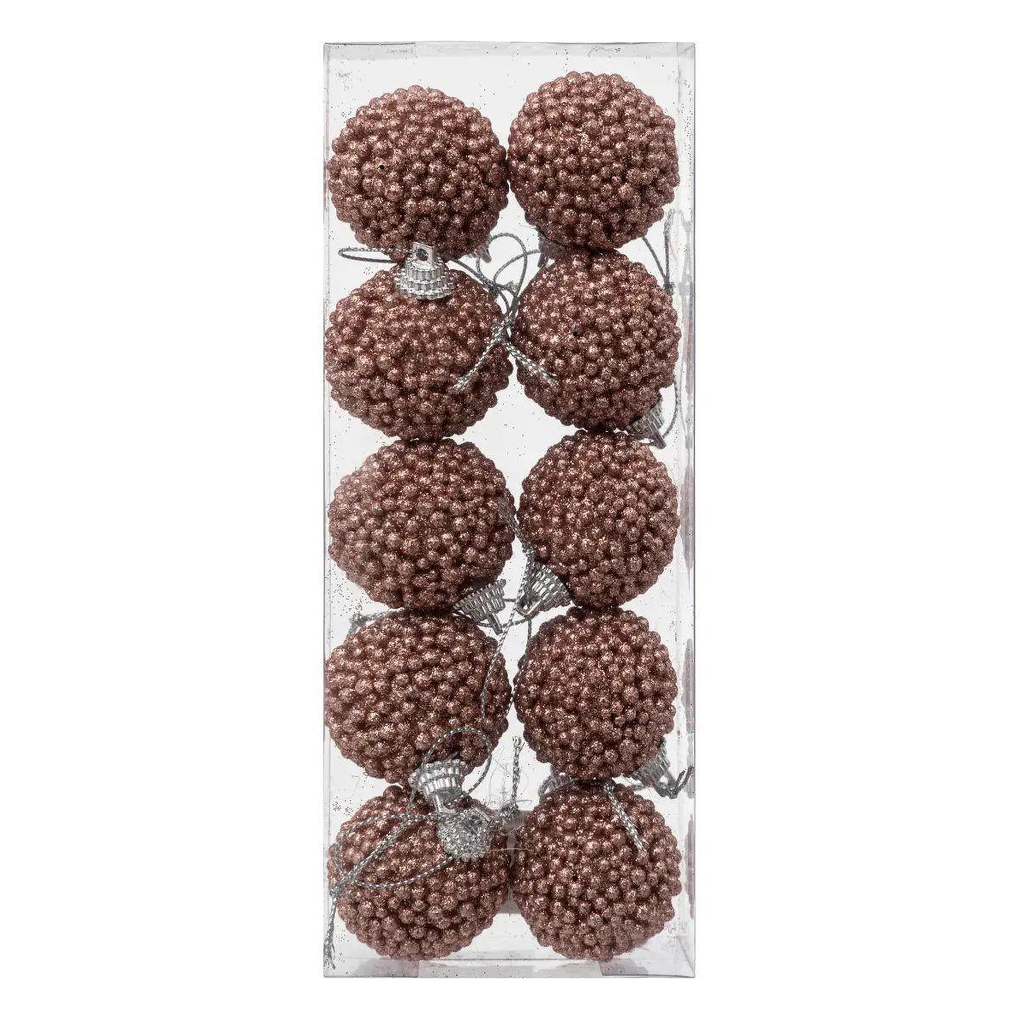 ATMOSPHERA Lot de 10 boules de noël  petites billes  4cm rose