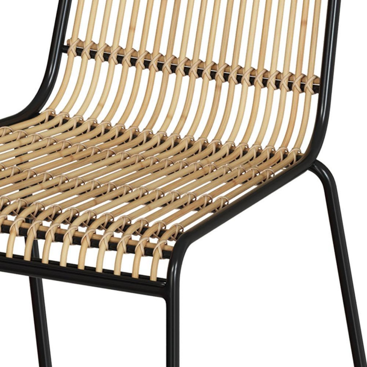 Rendez vous déco Lot de 2 chaises en rotin et structure en métal noir - Jouve