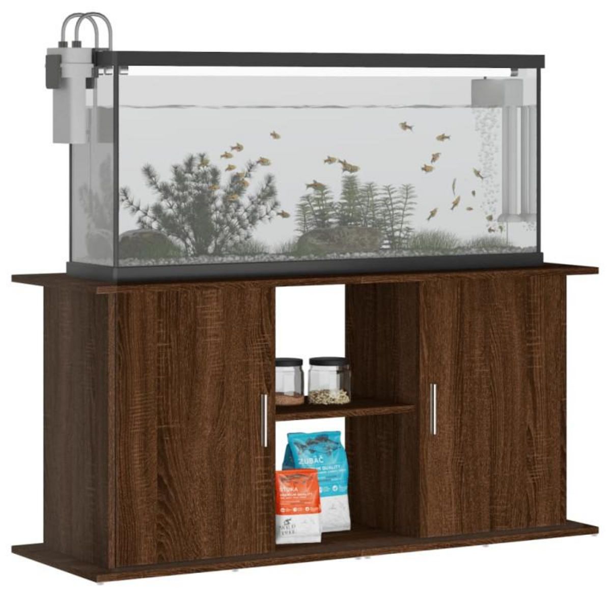 VIDAXL Support d aquarium chêne marron 121x41x58 cm bois d ingénierie