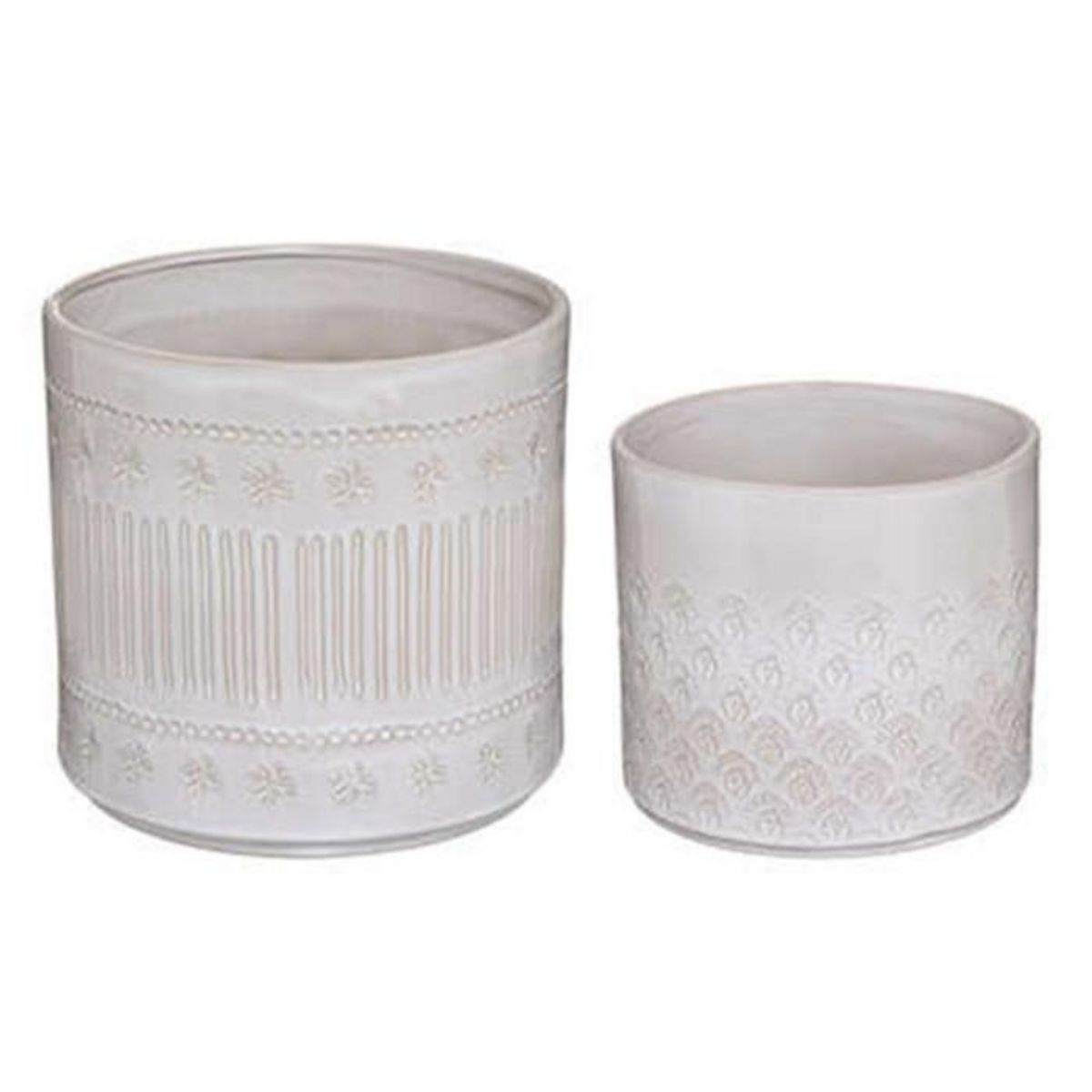 ATMOSPHERA Lot de 2 Cache-Pots Design  Carmen  25cm Ivoire