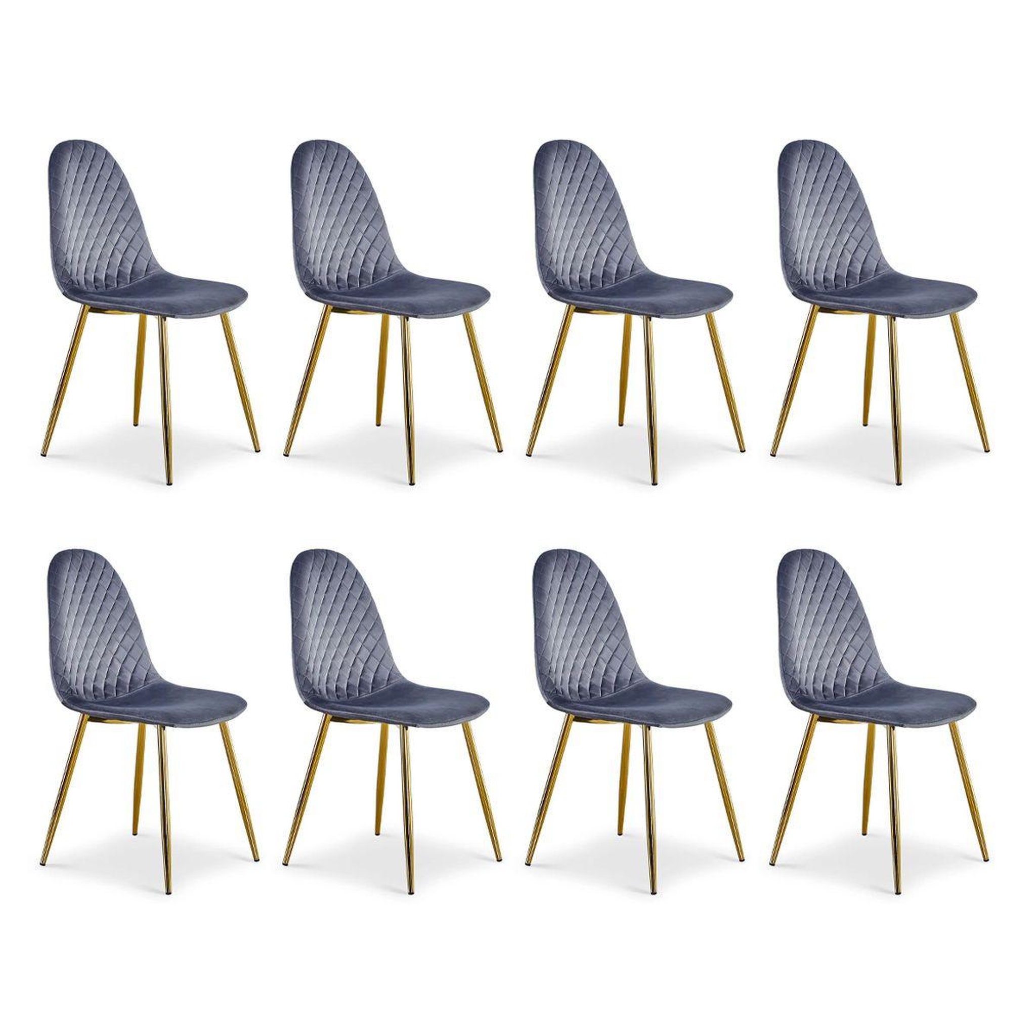 Paris Prix Lot de 8 chaises en velours  waynor  88cm gris