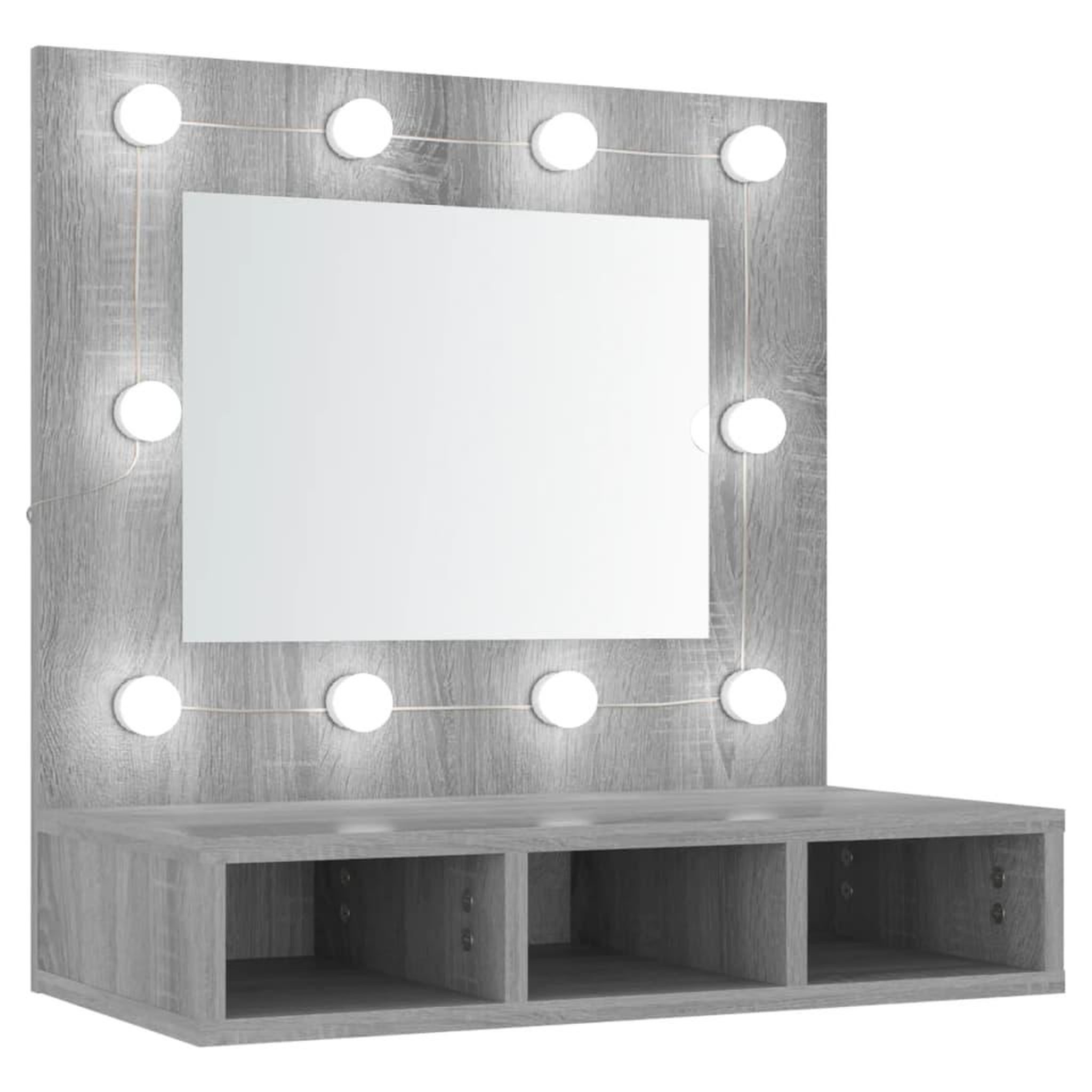 Voir la diapositive 2 : VIDAXL Armoire a miroir avec LED Sonoma gris 60x31,5x62 cm
