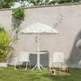Voir la diapositive 2 : OUTSUNNY Ensemble salon de jardin enfant pliable 2 places 4 pièces motif vie de la savane blanc