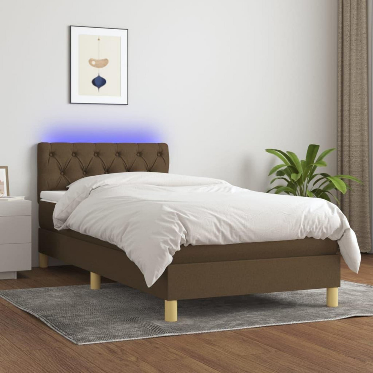 VIDAXL Sommier a lattes de lit et matelas et LED Marron fonce 80x200cm