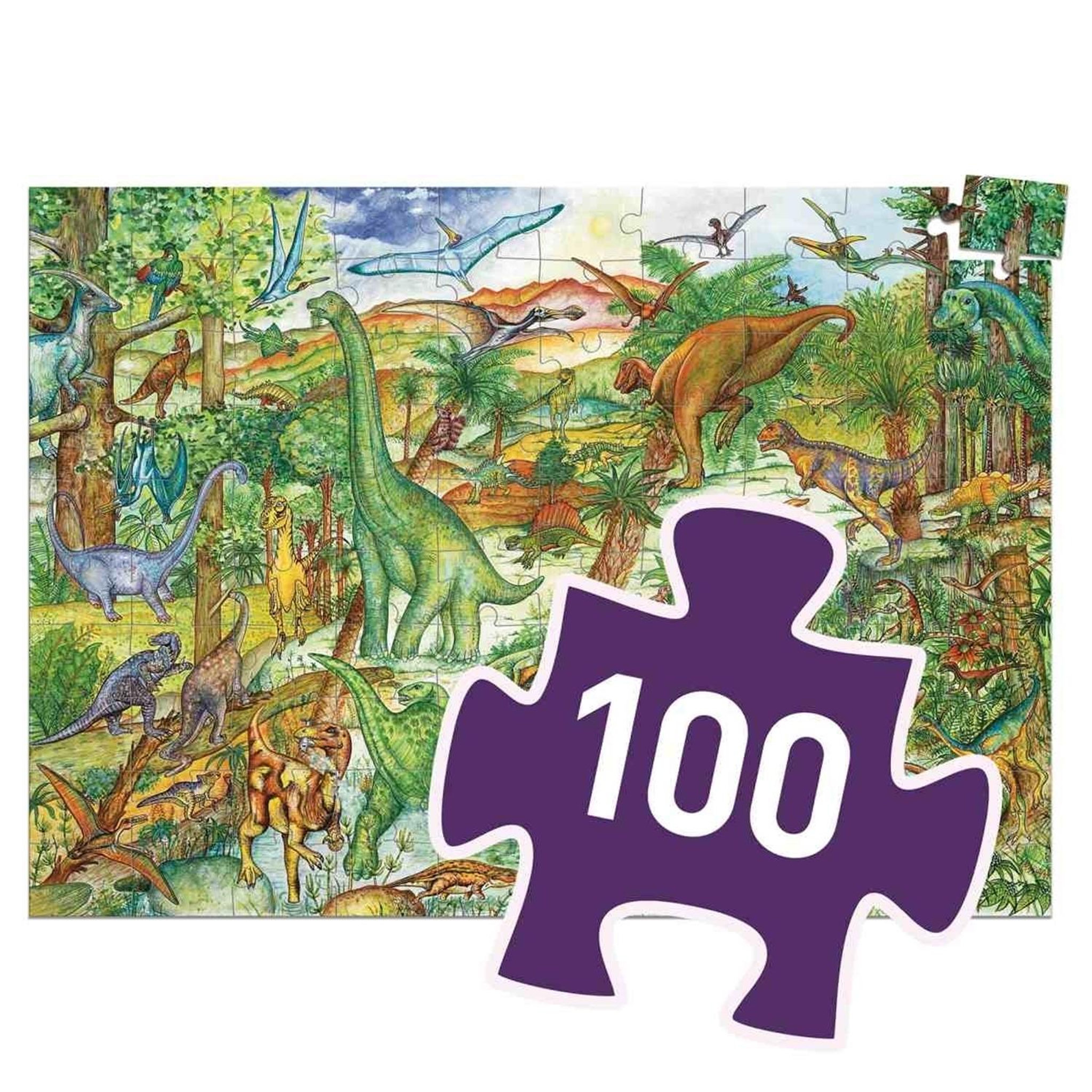 Voir la diapositive 5 : Djeco Puzzle d'observation Dinosaures et livret 100 pièce