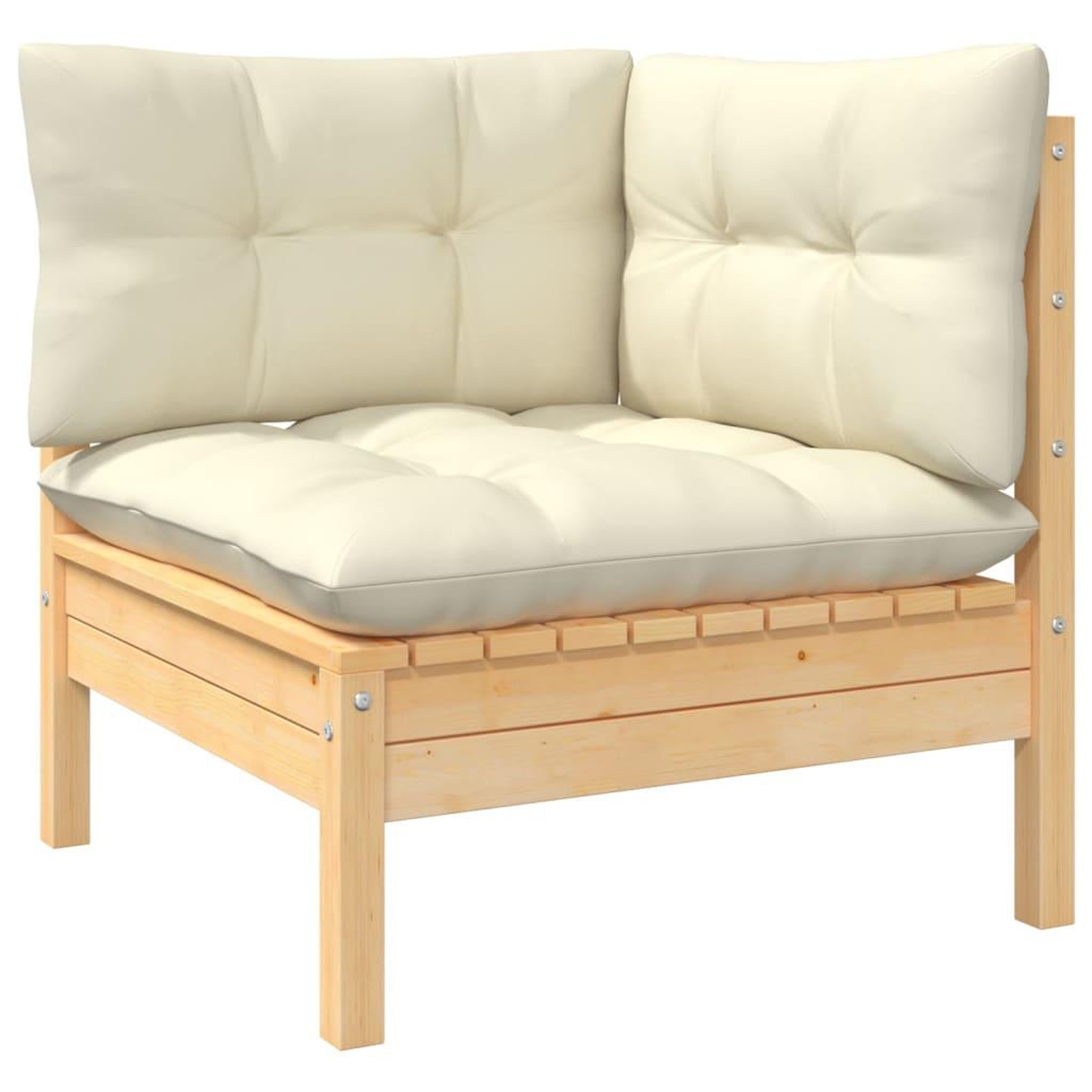 Voir la diapositive 3 : VIDAXL Salon de jardin 9 pcs avec coussins creme bois de pin massif