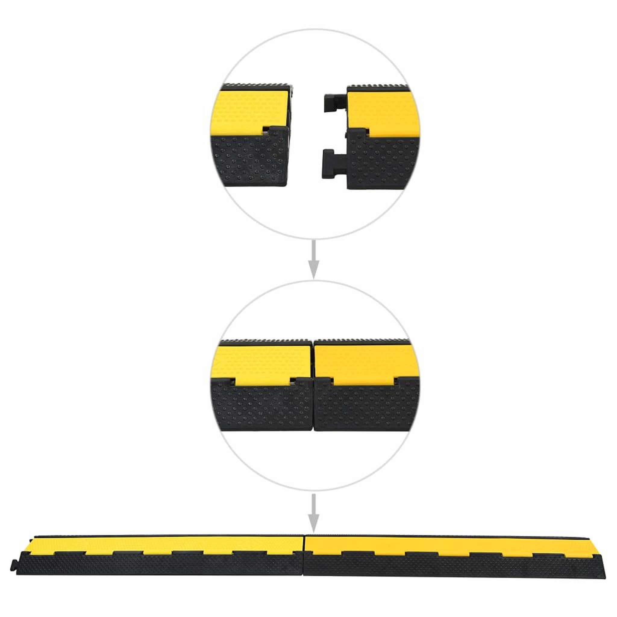 Voir la diapositive 4 : VIDAXL Rampes de protection de cable 2 pcs 2 canaux caoutchouc 101,5cm