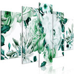 Paris Prix Tableau 5 Panneaux  Rose Composition Wide Green. Coloris disponibles : Multicolore